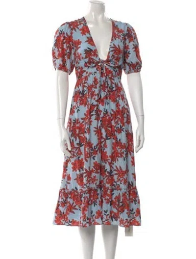 Pre-owned Talulah Floral Print Midi Length Dress In Blue