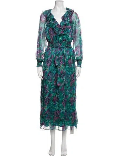 Pre-owned Talulah Floral Print Midi Length Dress In Green