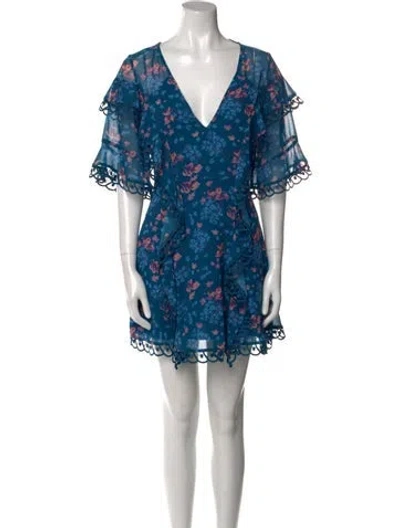 Pre-owned Talulah Floral Print Mini Dress In Blue