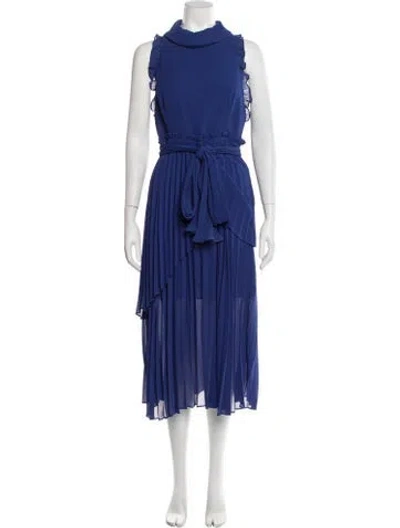 Pre-owned Talulah Mock Neck Midi Length Dress In Blue