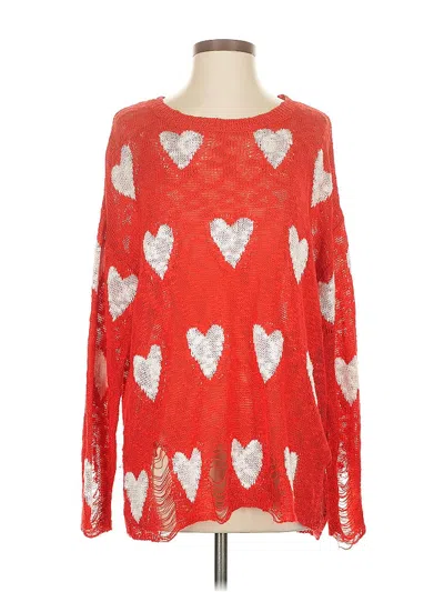 Pre-owned Talulah New York Long Sleeve Top Red Sweetheart Neckline Tops