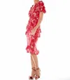 Talulah Pollen Midi Dress In Red Leaf Print In Pink