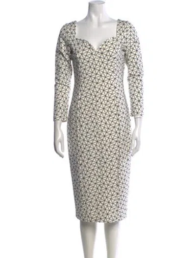 Pre-owned Talulah Printed Knee-length Dress In White