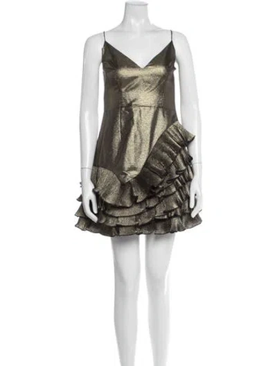 Pre-owned Talulah Printed Mini Dress In Green/metallic