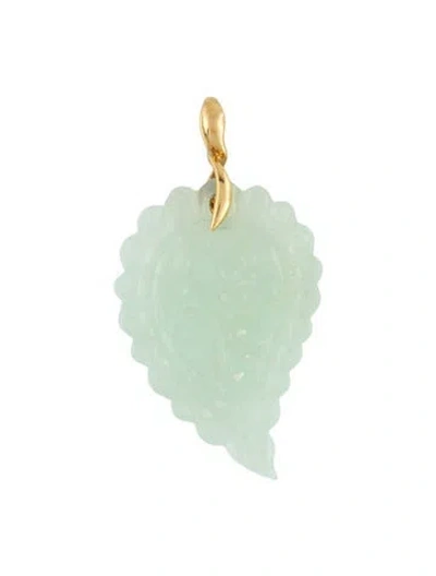 Pre-owned Tamara Comolli 18k Chalcedony Carved Leaf Pendant In Multicolor