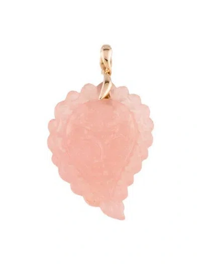 Pre-owned Tamara Comolli 18k Rose Quartz India Leaf Pendant In Multicolor