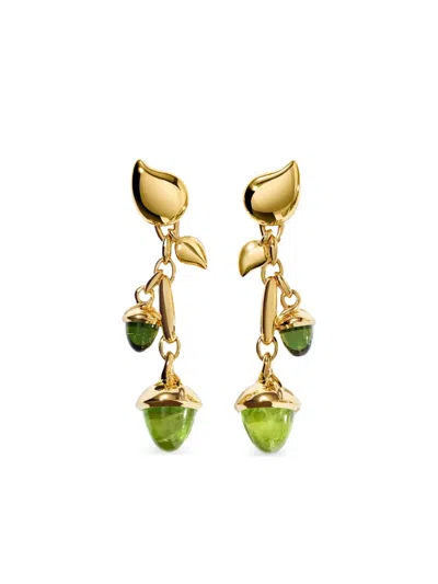 Tamara Comolli 18k Yellow Gold Rainforest Mikado Acorn Periodt And Tourmaline Earrings