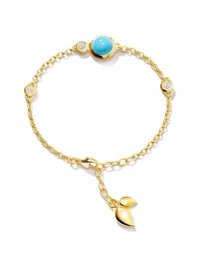 Tamara Comolli Bouton Turquoise And Diamond Chain Bracelet In Gold