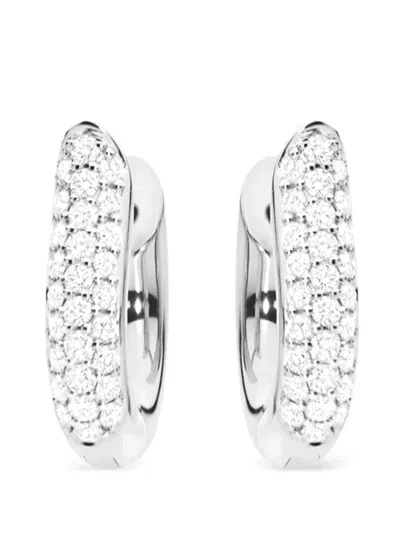 Tamara Comolli Medium 18k White Gold Diamond Drop Hoops In Silver