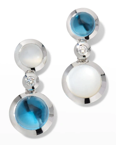 Tamara Comolli White Gold Bouton Ocean Earrings With 2 Cabochons