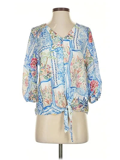 Pre-owned Tamara H. 3/4 Sleeve Blouse In Blue