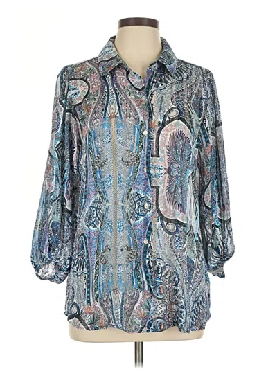 Pre-owned Tamara H. 3/4 Sleeve Blouse In Blue