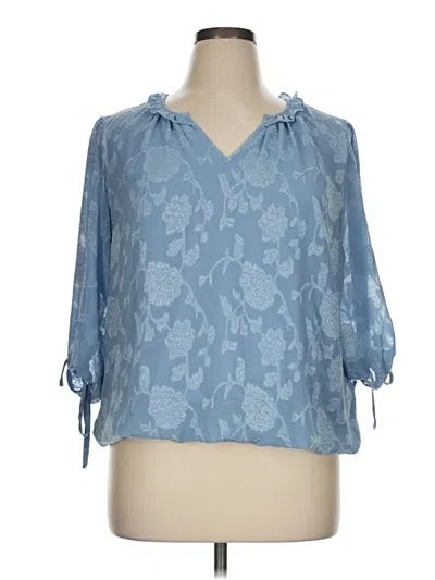 Pre-owned Tamara H. 3/4 Sleeve Blouse In Blue