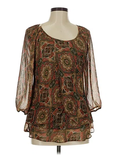 Pre-owned Tamara H. 3/4 Sleeve Blouse In Brown