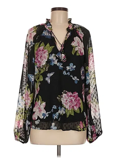 Pre-owned Tamara H. Long Sleeve Blouse In Black