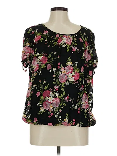 Pre-owned Tamara H. Short Sleeve Blouse In Black