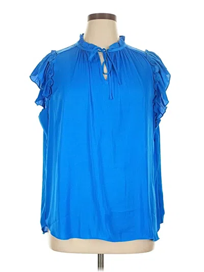 Pre-owned Tamara H. Short Sleeve Blouse In Blue