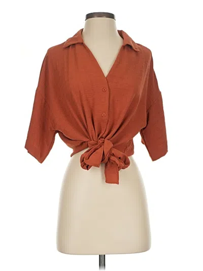 Pre-owned Tamara H. Short Sleeve Blouse In Brown