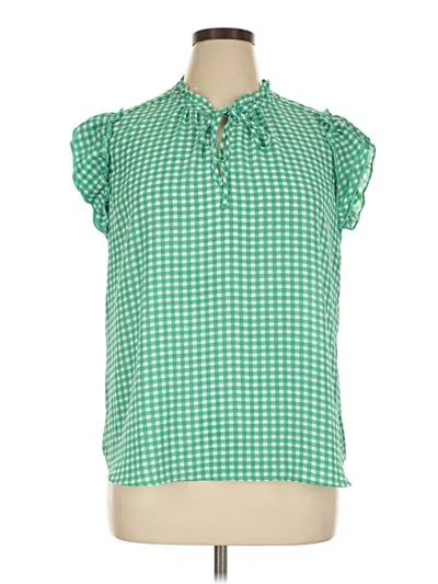 Pre-owned Tamara H. Short Sleeve Blouse In Green