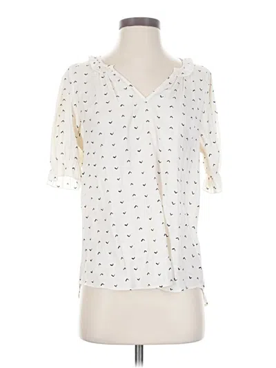 Pre-owned Tamara H. Short Sleeve Blouse In Ivory