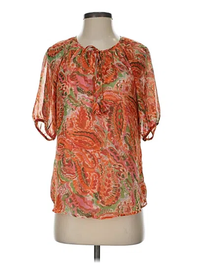Pre-owned Tamara H. Short Sleeve Blouse In Orange