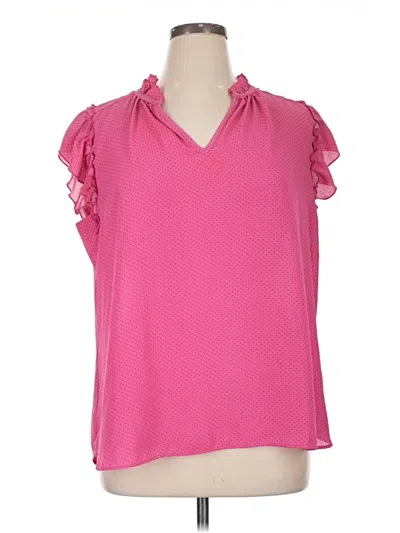 Pre-owned Tamara H. Short Sleeve Blouse In Pink