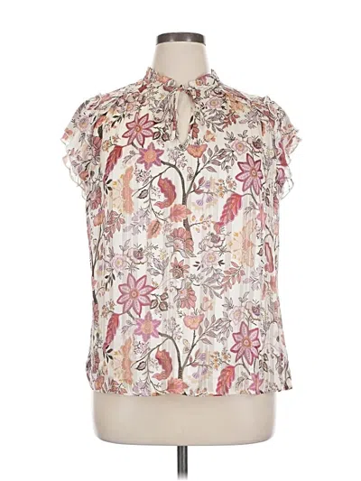 Pre-owned Tamara H. Short Sleeve Blouse In White