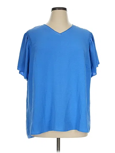 Pre-owned Tamara H. Short Sleeve Top Blue V-neck Tops