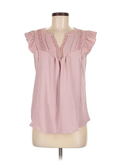 Pre-owned Tamara H. Short Sleeve Top Pink Ruffles Neckline Tops