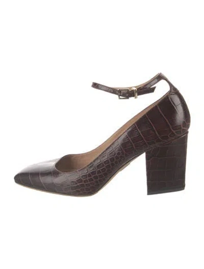 Pre-owned Tamara Mellon Alligator Animal Print Pumps In Brown