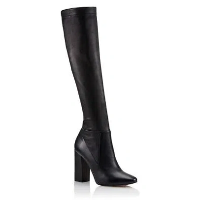 Pre-owned Tamara Mellon Black Stretch Nappa Helmut Knee High Boots 105mm Heels $795