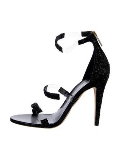 Pre-owned Tamara Mellon Glitter Sandals In Black