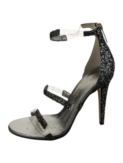 Pre-owned Tamara Mellon Glitter Sandals In Black