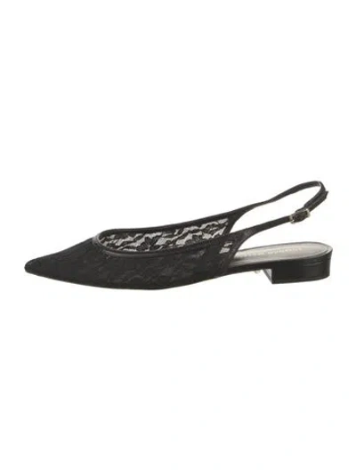 Pre-owned Tamara Mellon Lace Lace Pattern Slingback Sandals In Black