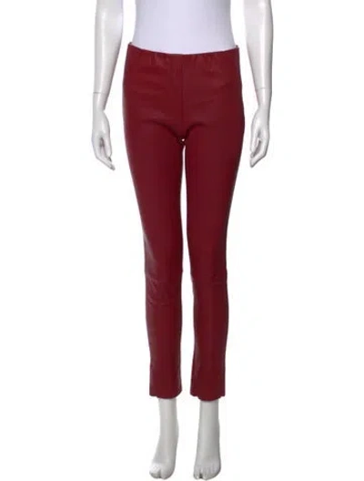 Pre-owned Tamara Mellon Lamb Leather Straight Leg Pants In Red