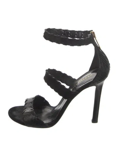 Pre-owned Tamara Mellon Leather Animal Print Sandals In Black