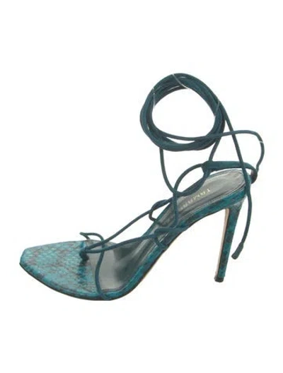Pre-owned Tamara Mellon Leather Animal Print Sandals In Blue