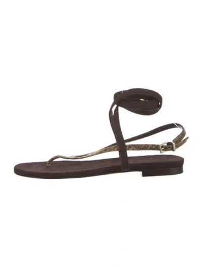 Pre-owned Tamara Mellon Leather Animal Print Sandals In Neutral