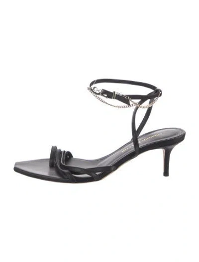 Pre-owned Tamara Mellon Leather Chain-link Accents Sandals In Black