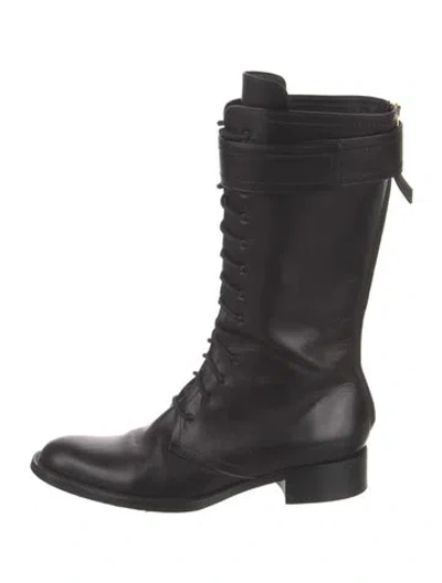 Pre-owned Tamara Mellon Leather Combat Boots In Black