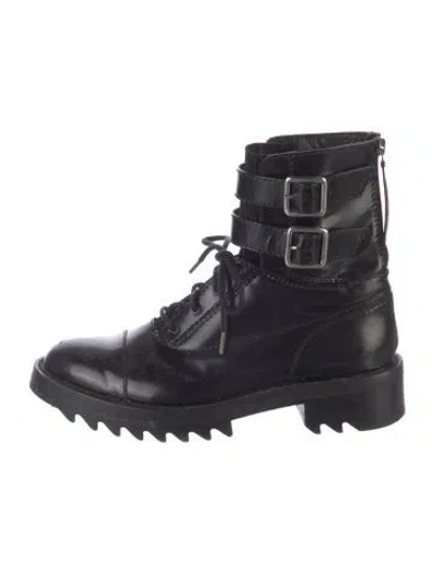 Pre-owned Tamara Mellon Leather Combat Boots In Black