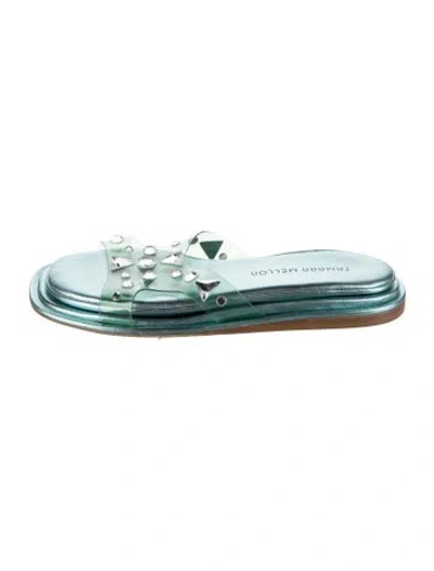 Pre-owned Tamara Mellon Leather Crystal Embellishments Slides