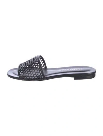 Pre-owned Tamara Mellon Leather Cutout Accent Slides In Black