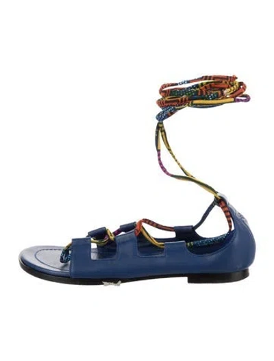 Pre-owned Tamara Mellon Leather Gladiator Sandals In Blue