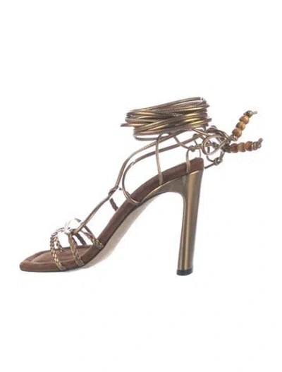 Pre-owned Tamara Mellon Leather Gladiator Sandals In Gold