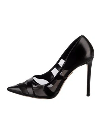 Pre-owned Tamara Mellon Leather Lace Pattern Pumps In Black