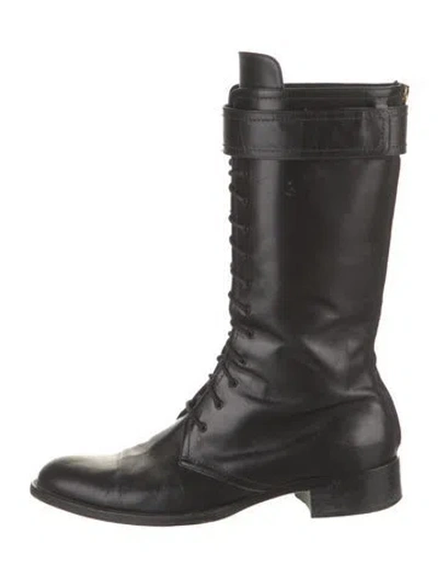 Pre-owned Tamara Mellon Leather Lace-up Boots In Black