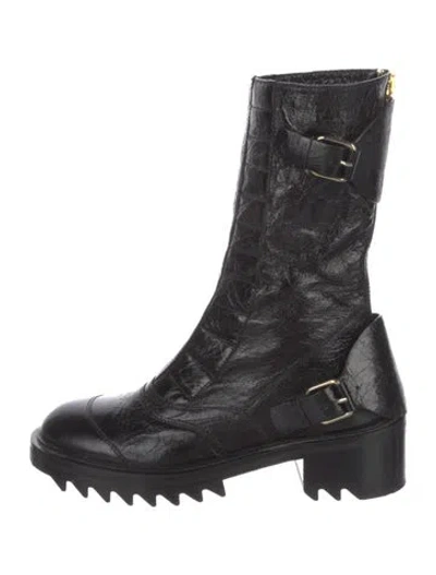 Pre-owned Tamara Mellon Leather Moto Boots In Black