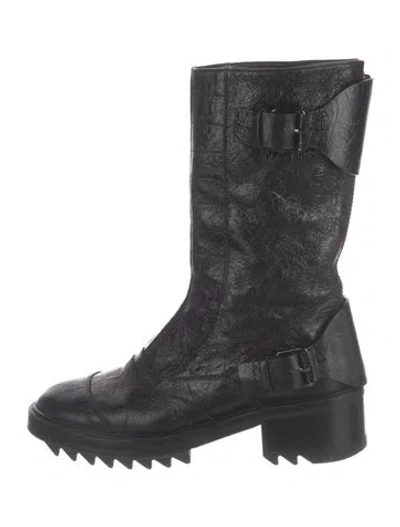 Pre-owned Tamara Mellon Leather Moto Boots In Black