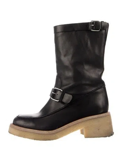 Pre-owned Tamara Mellon Leather Moto Boots In Black